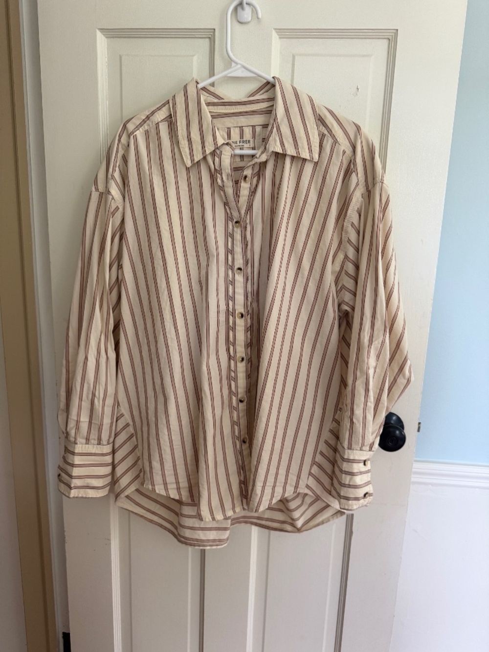Free People Varsity Vibes oversized button up shirt, small - Picture 3 of 8
